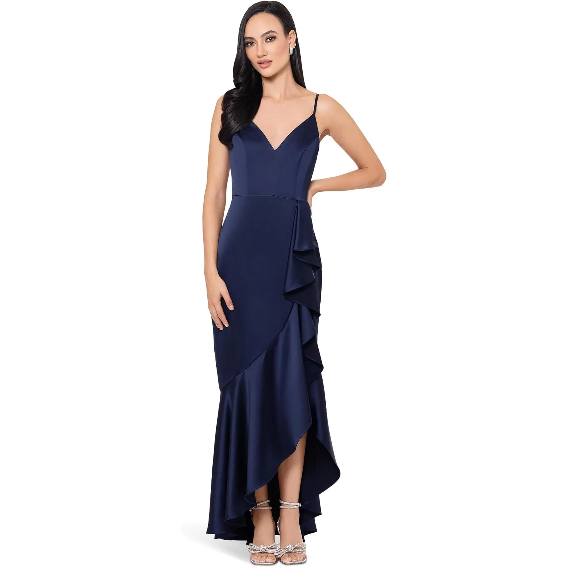 Xscape Satin Ruffle Dress 6251X