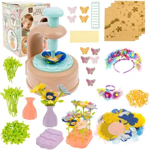 DIY Fabric Embossing Machine Set - Includes headband, bracelet, and 140+ accessories, suitable for ages 4+. Create flower bouquets together with your child, fostering creativity and patience. Perfect for various holiday occasions.