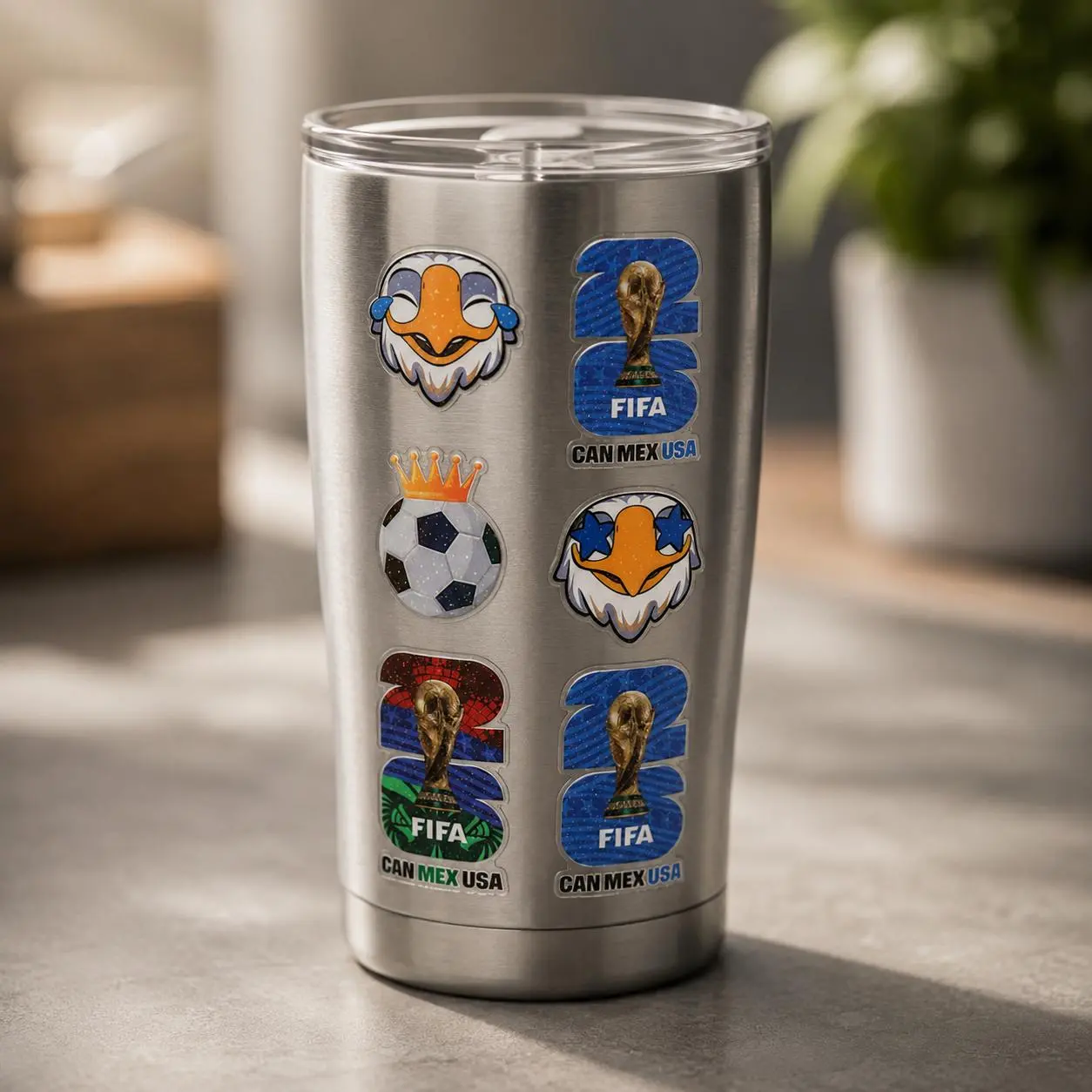 FIFA Official Licensed 2026 World Cup Cartoon Mascot Unisex Glitter Stickers - Soccer Ball Decals for Kids+, DIY Scrapbooking, Photo Cards (summerwins)