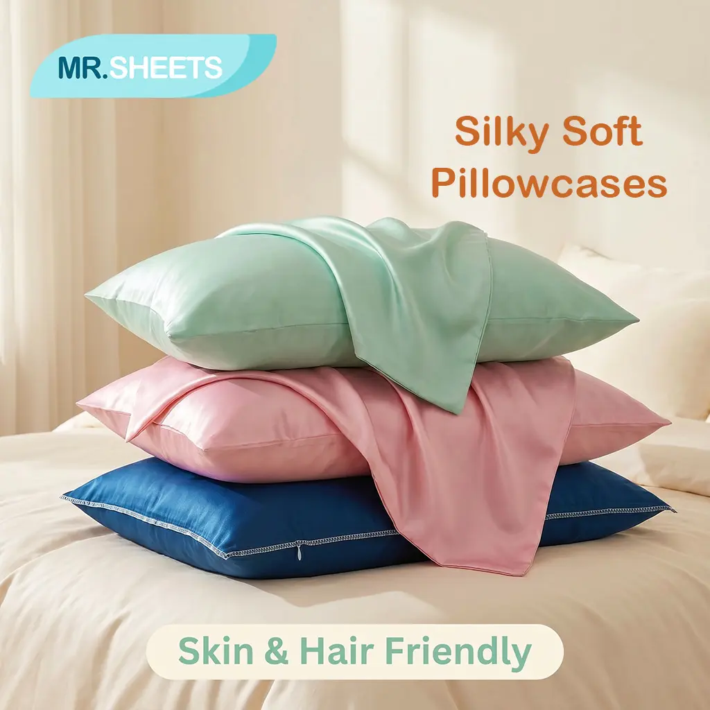 NTBAY 2 Pack Satin Pillowcases - Cooling Bedding Linens with Hidden Zipper, Matte Finish, Soft, Smooth, Anti-Frizz, Skin-Friendly, Ideal for Night Routine