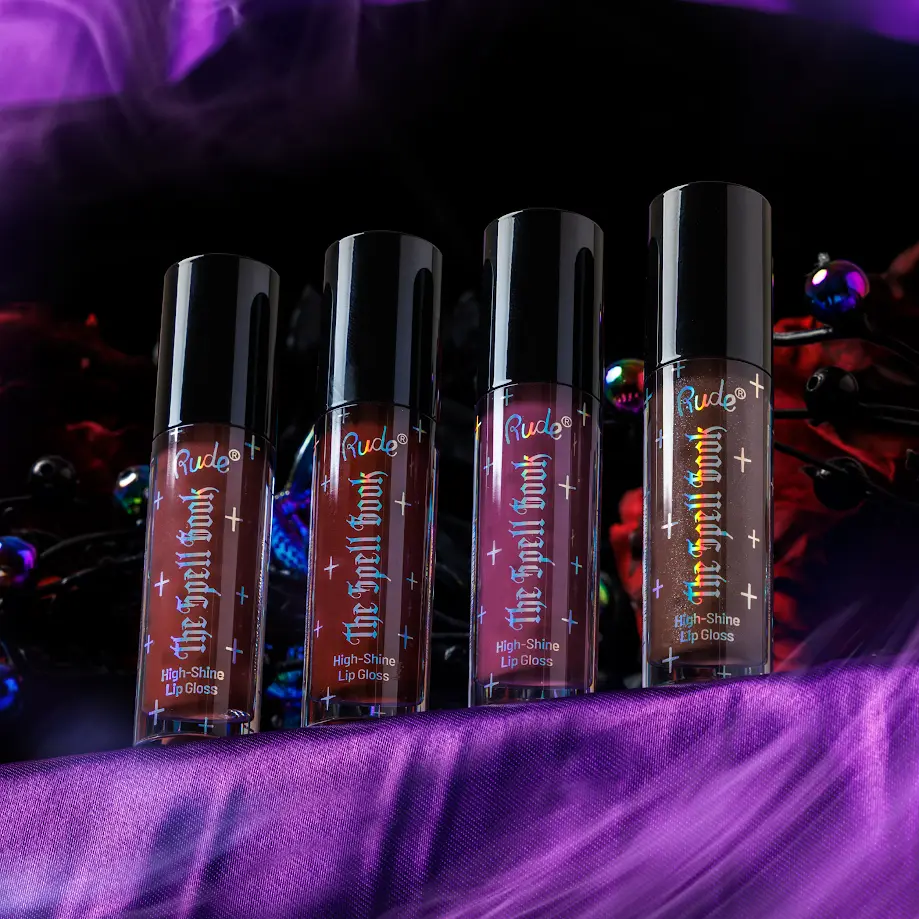 Rude Cosmetics The Spell Book High Shine Lip Gloss - Pigmented, Glossy Finish, Creamy Texture, Hydrating & Smooth, Spellbinding Shades for Ultimate Comfort