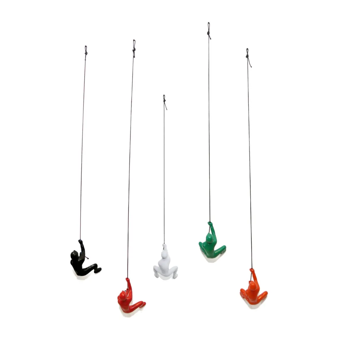 5-Piece Modern 360-Degree Stand Decorative Synthetic Resin Climbing Man 3D Art Hanging Wall Ornaments - 3 Inches Depth, Durable Leather-Accent Room Decor Dimensional Sculptures (Black Green, Orange Red, White)