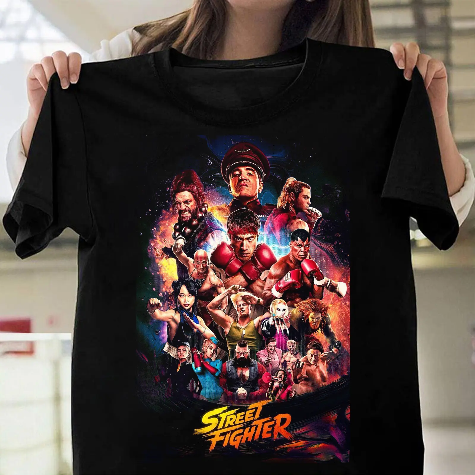 Street Fighter Black T-Shirt – Classic Arcade Fighting Game Graphic Tee, Unisex Casual Wear