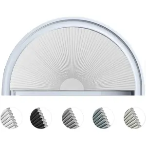 Arch Window Shade Blackout Cellular Shades Half Circle Moon Window Covering No Drill Honeycomb Cordless Blinds for Indoor Window Room Darkening Easy Install Light Blocking Blinds (1, White, 48x24inch)