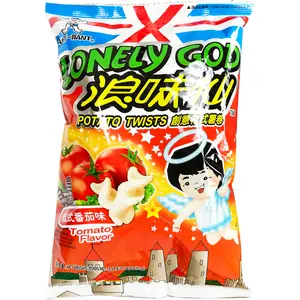 WANT-WANT Lonely God Potato Twists, 70g Savory Tomato-Flavored Crunchy Snack with Protein, Sweet Notes, MSG Added, Room-Temperature Shelf-Stable