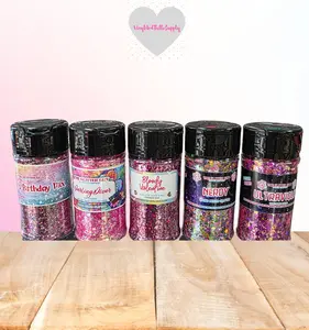 The Glitter Guy Chunky Glitter Curated Bundle - Pink Dreams, Diy Crafts Supply, Bottle Pack, Easy Cleanup, Polyester Mix Nail Art Decoration for Beauty & Personal Care