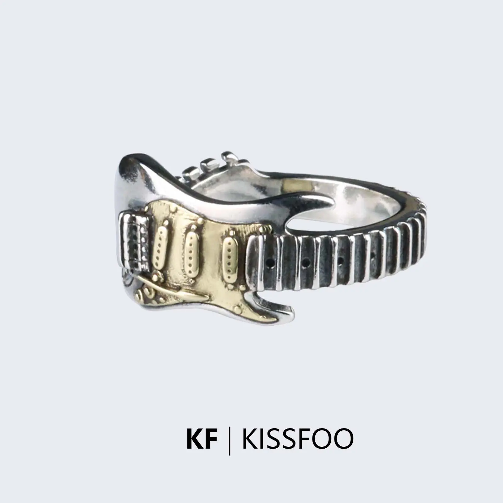KISSFOO Rock Guitar Adjustable Ring Music Lover Accessory for Men Women