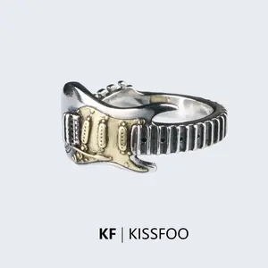 KISSFOO Rock Guitar Adjustable Ring Music Lover Accessory for Men Women