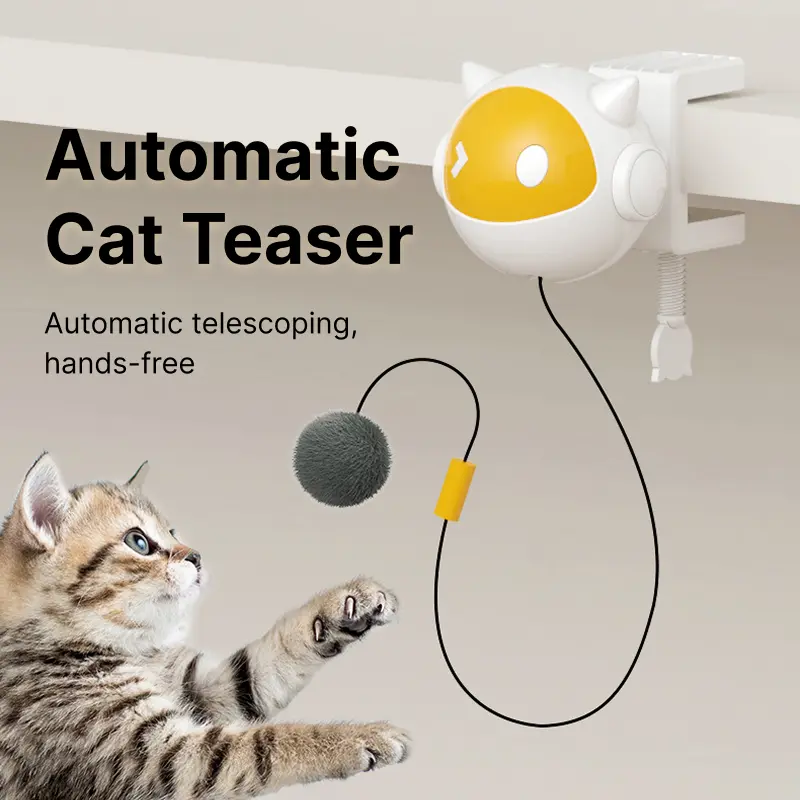 Interactive Electric Cat Teaser Toy with ABS - 1-Click Switch Activation, Automatic Lifting, Irregular Jumping, Stimulates Hunting Instincts, Clip-On Design for Convenient Placement