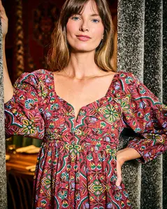 Festive Tapestry - Sloane Dress - Burgundy