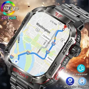 Outdoor Smart Watch with Flashlight and Compass 600mAh Waterproof Bluetooth Calling Fitness Tracker Wearable Fitness Tracker for Workouts Travel and Daily Wear