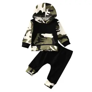 Infant Baby Boys 2 Pieces Clothes Set Camouflage Print Hoodie Tops + Long Pants Toddler Winter Outfits