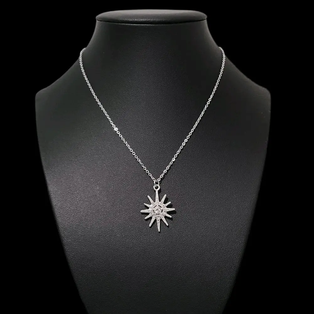 Crystal Silver Starburst Necklace