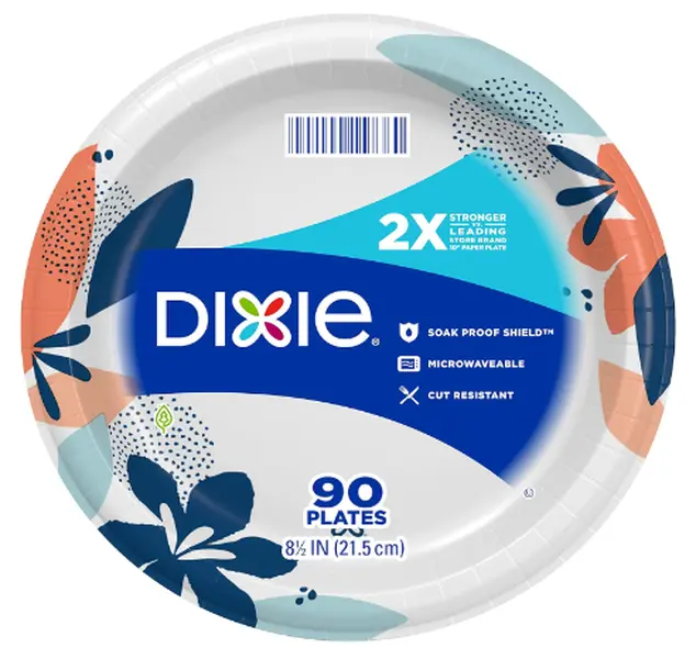 New# Medium Paper Plates, 8.5 Inch, 90 Count, 2X Stronger*, Microwave-Safe, Soak-Proof, Cut Resistant, Disposable Plates For Everyday Breakfast, Lunch, & Dinner Meals Pack Fork