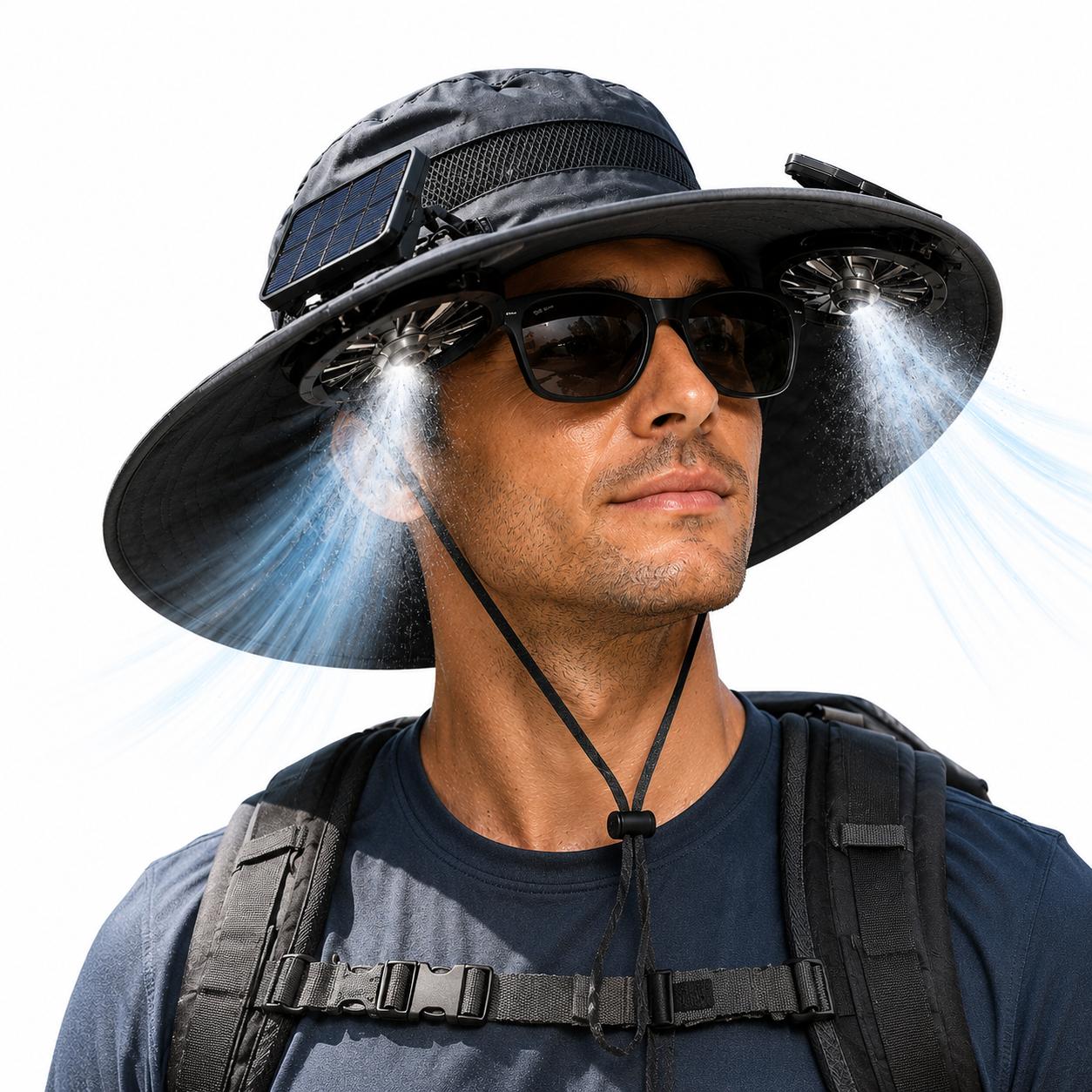 Solar-Powered Fan Sun Hat with Mist Spray, Wide Brim UV Protection Fishing Hat, Dual Fans, Solar & USB Dual Charging, Waterproof Quick-Dry, Adjustable Fit for Men Women Outdoor Hiking Gardening Work Solar-Powered Fan Sun Hat with Mist Spray, Wide Brim UV Protection Fishing Hat, Dual Fans, Solar & USB Dual Charging, Waterproof Quick-Dry, Adjustable Fit for Men Women Outdoor Hiking Gardening Work