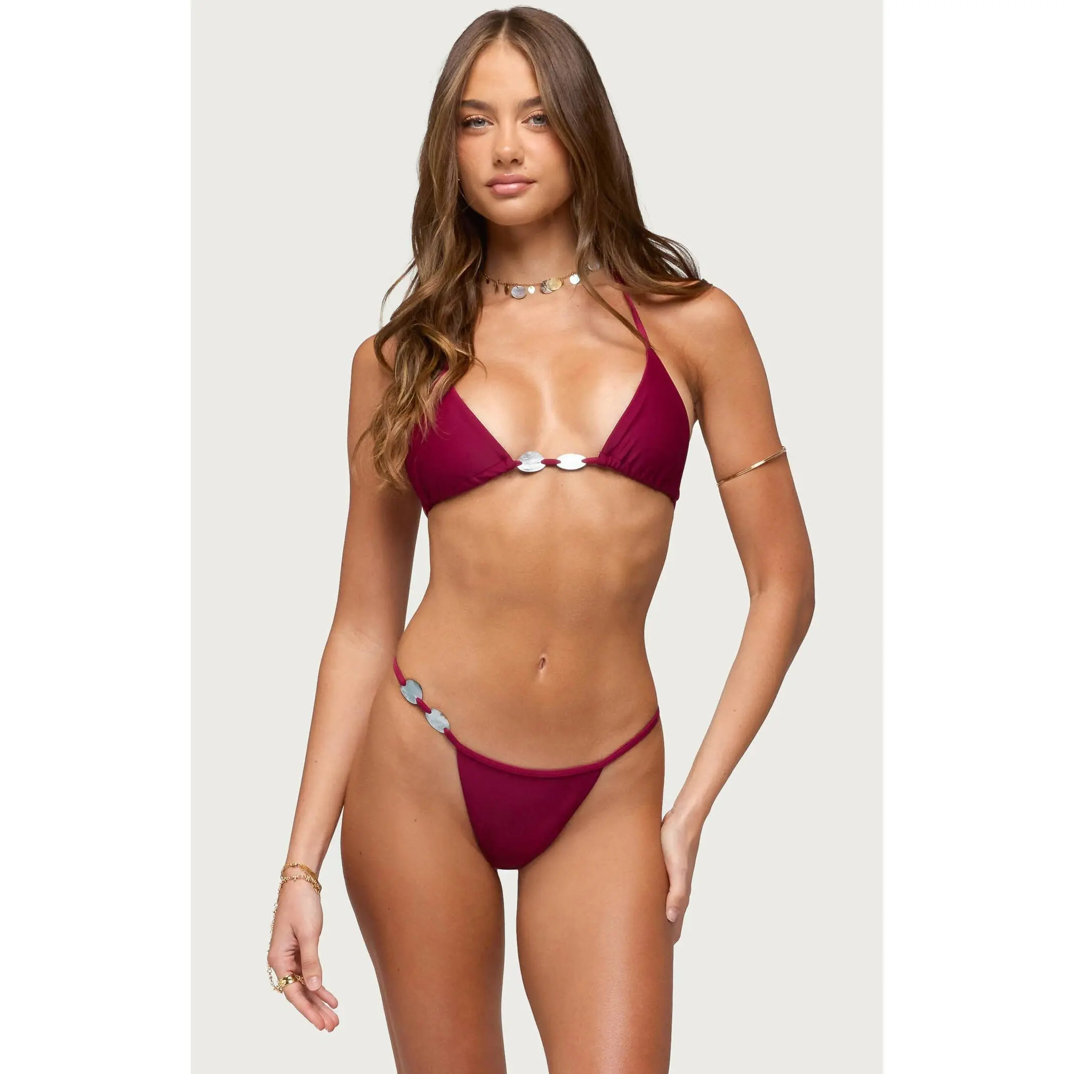 Edikted Women's Evana Beaded Triangle Bikini Top