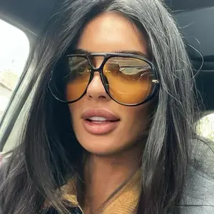 Oversized Women Sunglasses Fashion Large Size Yellow Lens Sun Glasses designer luxury UV Protection Glasses
