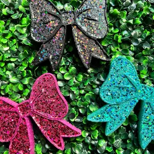 Freshie Bow Small 4in Aromas Air Freshener for Home or Car - Sparkly Black Glitter Design