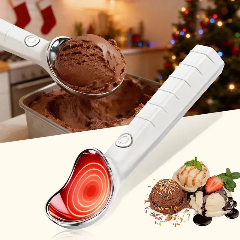 Heated Ice Cream Spoon, Rechargeable Electric Spoon, Heats Up to 158°f, Suitable for Hard Ice Cream and Frozen Desserts, Zinc Alloy, Easy Clean, Waterproof USB Charging, Ice Cream Scoop