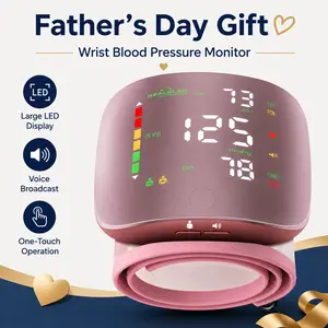【Father's Day Gift 】Rechargeable Wrist Blood Pressure  with LED Touch Screen, Voice Broadcast & 99x2 Memory — Accurate Home BP Tracking Made Simple,Suitable 5.3 - 7.6 inches