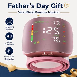 【Father's Day Gift 】Rechargeable Wrist Blood Pressure  with LED Touch Screen, Voice Broadcast & 99x2 Memory — Accurate Home BP Tracking Made Simple,Suitable 5.3 - 7.6 inches