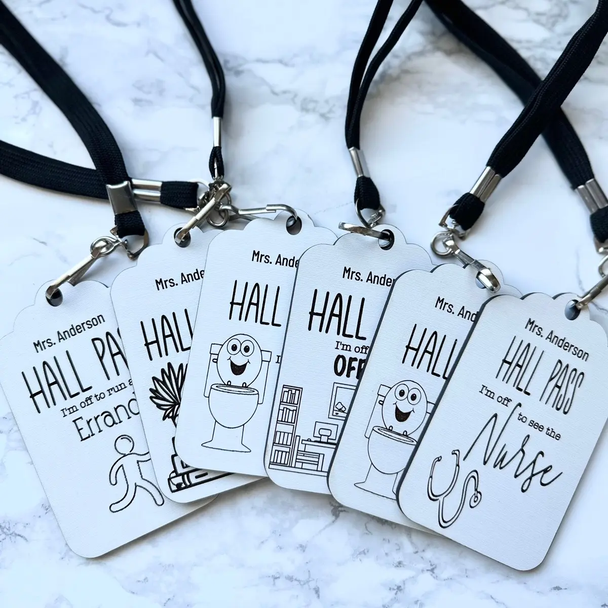 Personalized Teacher Hall Passes, Bilingual Passes