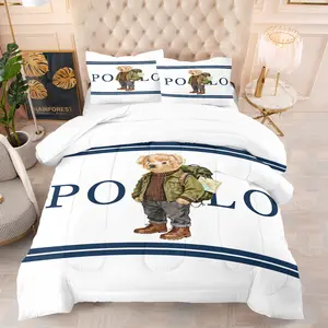 Bear Pattern Comforter Set, Soft And Durable Bedding Set, Includes 1 Quilt And 1 Or 2 Pillowcases, Daily Holiday Birthday Gift Bedroom Decoration For Children And Adults