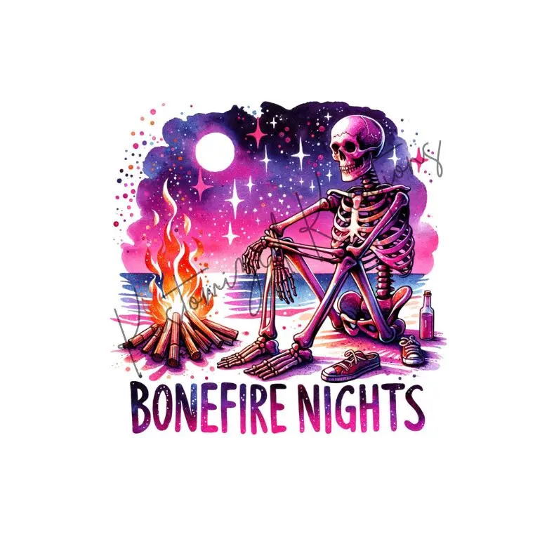 Bonefire Nights • T-shirt Tee Shirt Comfortable Unisex Sublimation Casual Graphic Cute Sublimation Top Bonfore Fall Autumn Skeleton Skelly