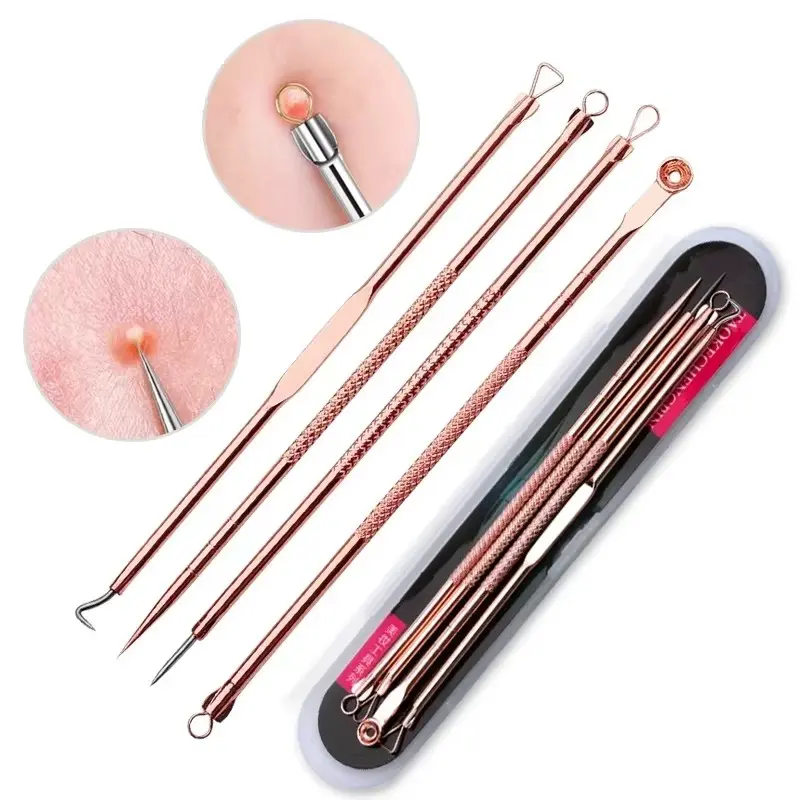 4pc/set Acne Blemish Remover Blackhead Extractor Ultra-fine Beauty Face Pore Cleaner Needles Set Acne Needle Facial Cleaner Skin Facial Care Tools