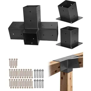 VEVOR Pergola Bracket Kit, 6x6 Inch (Inner Size 5.5x5.5), 4 Pcs 3-Way Heavy Duty Corner Bracket Woodworks DIY Post Base Kit, Easy Installation Wooden Beams for Gazebos, Patio Pergolas, Log CabinVEVOR Super Brand Day