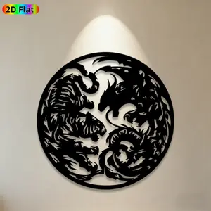 1pc Twin Dragon Metal Wall Art, Mystical Twin Dragon Statue Mural, Ideal Gift for New Year, Halloween, Mythical Creature Enthusiasts, Rust-Resistant Metal Wall Decor Wall Sculptures, Perfect for Indoor Wall & Outdoor Fence Dragon Enthusiasts