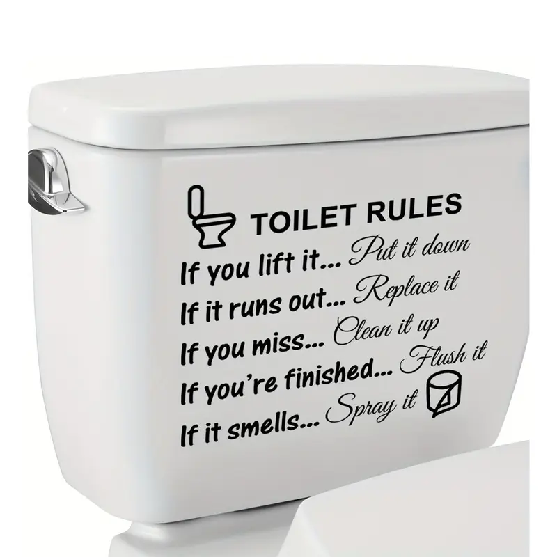 Self-Adhesive Toilet Rules Wall Decals | Funny Bathroom Quotes Decor, Easy Peel & Stick, Removable Art for Home, Apartment & Holiday Gifts, Decorative Stickers, Bathroom Decoration Accessories, Household Decoration Supplies