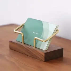 Wooden Business Card Holder, 1 Count Solid Wood Large Capacity Design Desk Business Card Organizer for Business Card, Memo, Corporate Work Desk Accessories, Office Desk Accessories
