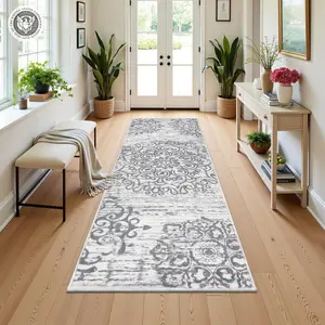 [FebruaryStockUp] HEBE Vintage Medallion Hallway Runner Machine Washable Non-Slip Distressed Rug For Living Room, Bedroom, Kitechen, Playroom