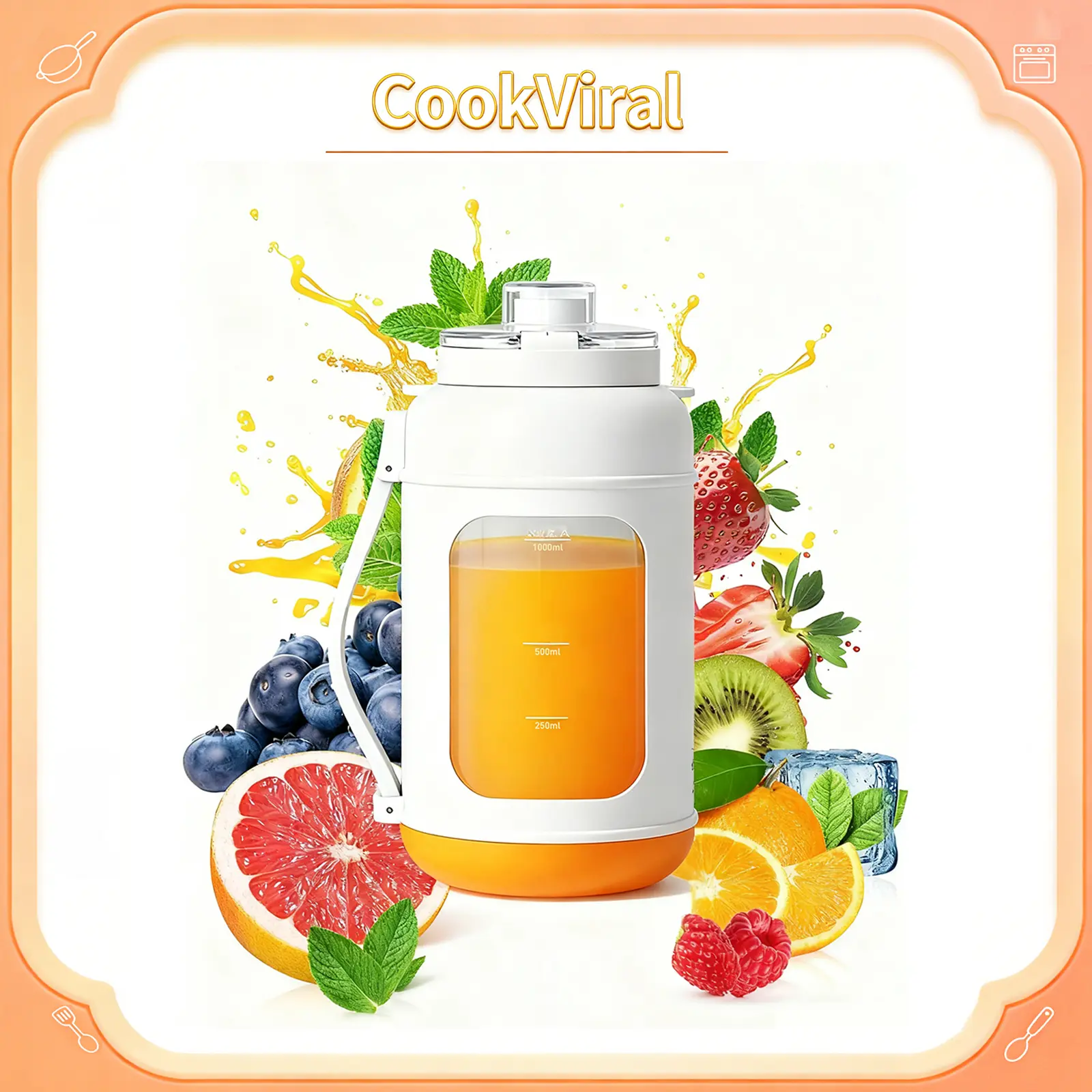Portable USB Blender 700ML-1000ML - Electric Mini Blenders for Kitchen, Juicer for Shakes & Smoothies, Compact Travel Grinder with Vegetable Grater Gift & Stainless Steel Cup