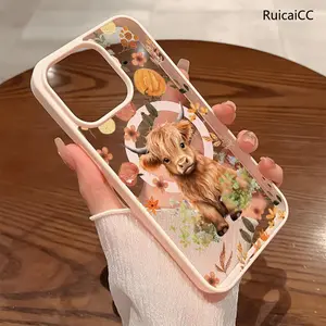 Premium Magnetic Phone Cases for iPhone11/12/13/14/15/16//17/Air/promax/Plus Highland Cow, Autumn Flowers & Pumpkin y2k cased MagSafe Ready, Anti-Fall, Springtok and Ultra-Thin Design | Perfect for Everyday Use Protector Aesthetic Screen Protector