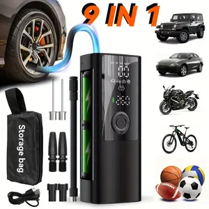 【Super Electric】- Portable Electric Air Pump, LCD screen display, Air Compressor for Car Motorcycle Bicycle Tire, Flashlight function, Essential Vehicle Air Pump Accessory Tool