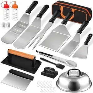 35PCS Griddle Accessories Kit for Blackstone & Camp Chef - Includes Enlarged Spatulas Basting Cover & Scraper for Outdoor Barbecue Cooking