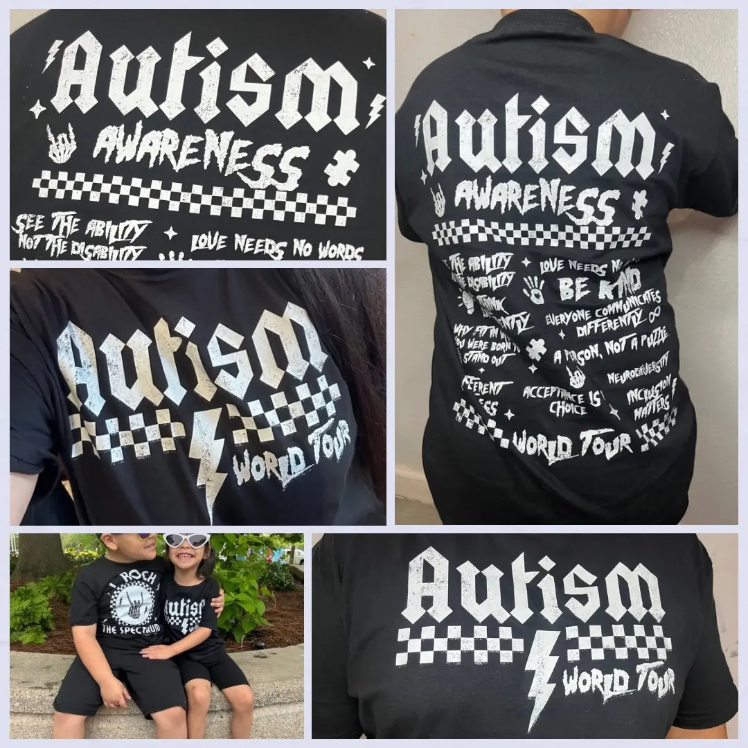 Autism World Tour rock and roll unisex shirts  Top Comfort Tshirt Shortsleeve Crewneck Stylish T-Shirt