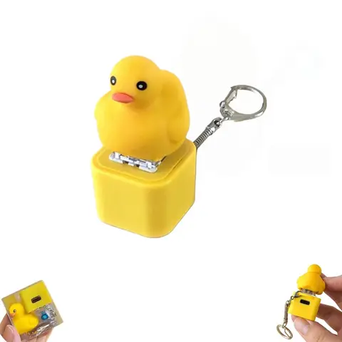USB Rechargeable Keychain Stress Relief Toy, Colorful Lights, Fun and Portable, Lightweight Keychain, Keyboard Sensory Anxiety Reliever, Duck Quack Frog Ribbit Sound, Keyboard Fidget Keychain, Portable Keychains