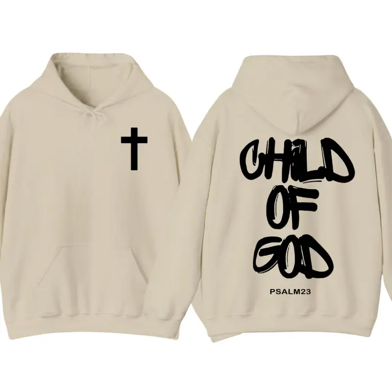 Child of God 2-sided Hoodie, Faith Graphic Pullover, Christian Streetwear Sweatshirt, Unisex Casual Outfit, Trendy Spiritual Apparel