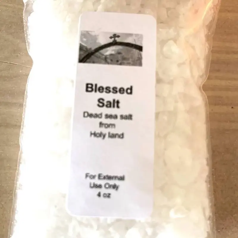 4oz Blessed Mineral Dead Sea Salt from the Holy Land, Devotional Sacramental Salt for External Use Only, Non-Profit Religious Home Supply, Mineral Sea Salt