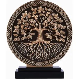 Abstract Circular Tree of Life Decorative Sculpture, Black and   Decor, Modern Art  Accent Suitable for Office Shelves, Coffee Tables, and Above Cabinet Decorative Statue.