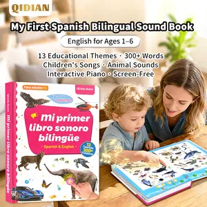 Spanish Interactive Educational Toy for Kids 1–6, Bilingual Sound Book for Early Language Learning, Interactive Educational Toy with 300+ Words & 13 Themes, Perfect Gift Idea for Toddlers