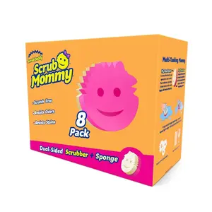 Scrub Mommy Dual Sided Sponges 8ct Pack Dishwasher Safe Odor Resistant Soft FlexTexture Side & Spongy ResoFoam ideal for Dishes