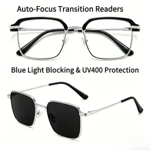 Transition Photochromic Reading Glasses Blue Light Blocking & UV400 Protection Intellegent Progressive Multifocal Eyewear Auto Adjust Smart Zoom Computer Glasses Anti Glare Frame Spectacles Everyday Wear Useful Father Day Christmas Gifts for Parents