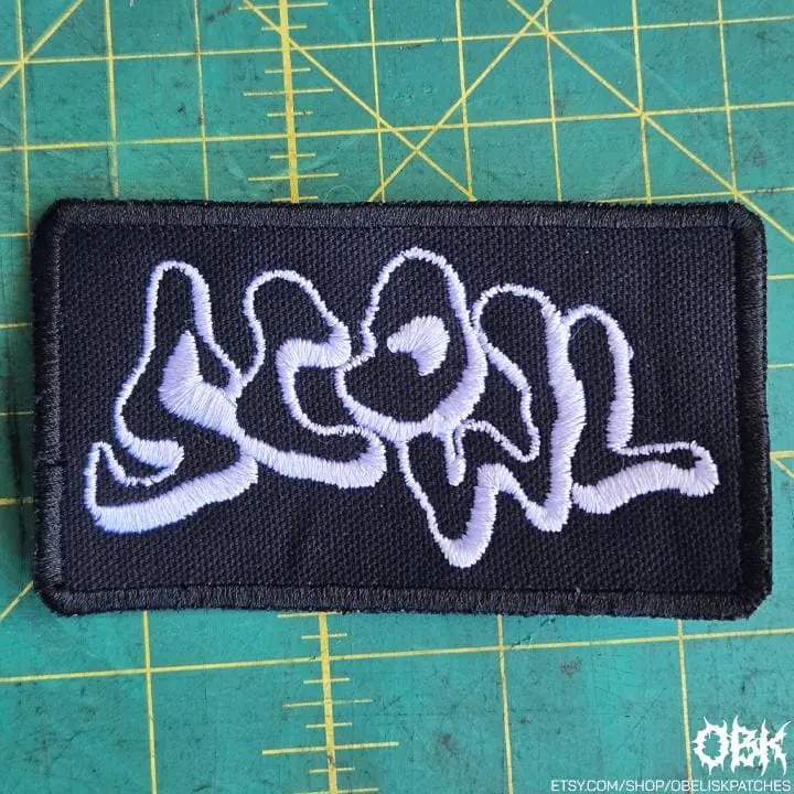 Scowl  Patch  Embroidered Canvas Patch - Multiple Sizes, Iron On, Velcro for bags, clothing