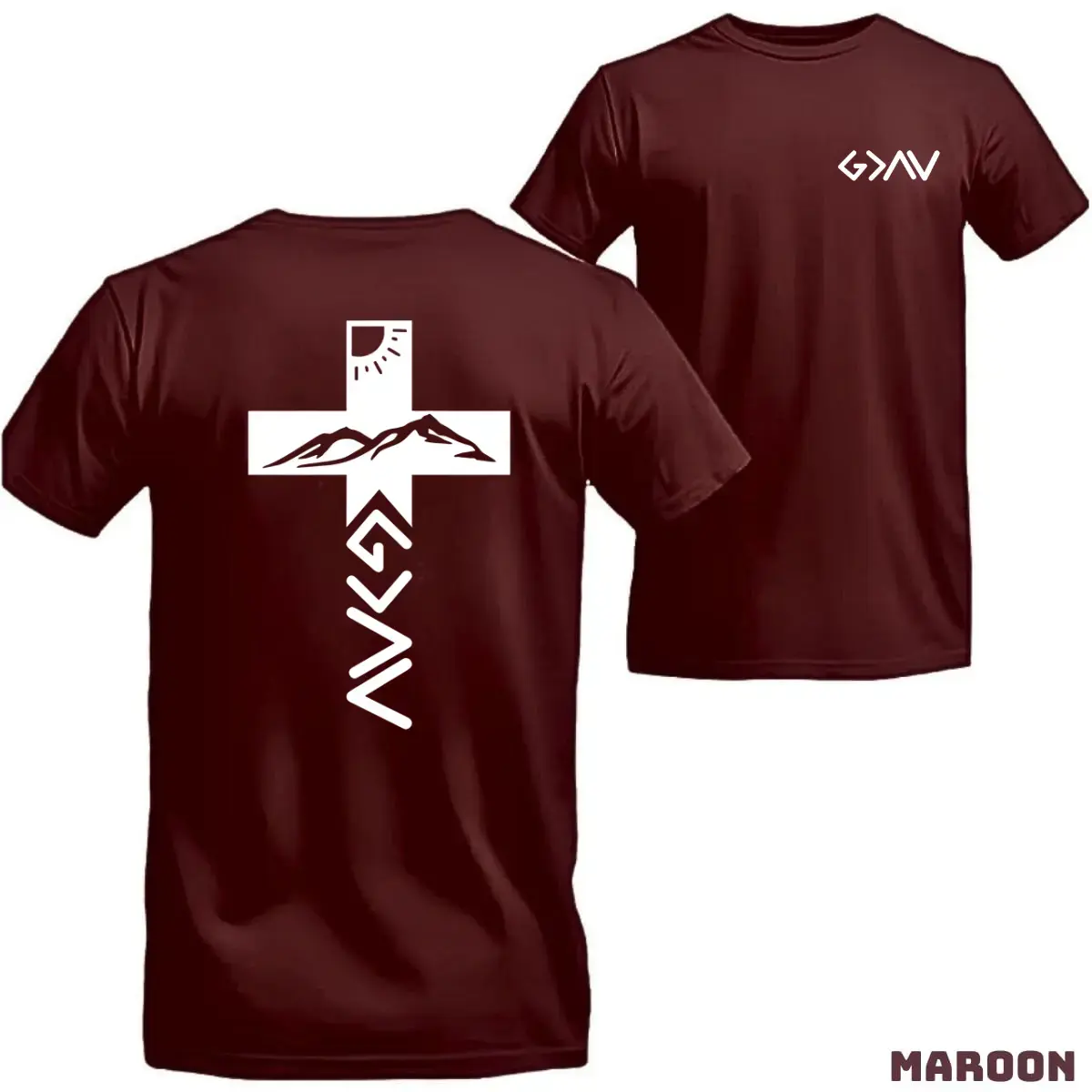 God Is Greater Christian T-Shirt – Symbolic Cross Graphic Tees, Faith Over Mountains Design, Unisex Casual Top, Menswear Top, Trending Shirt