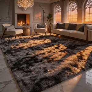 Dark gray, black, and light gray rugs, 9x12 feet, suitable for living rooms, large-sized plush rugs, soft and comfortable, can be used as bedside rugs, machine washable, suitable for bedrooms, living rooms, and room decor, non-slip.