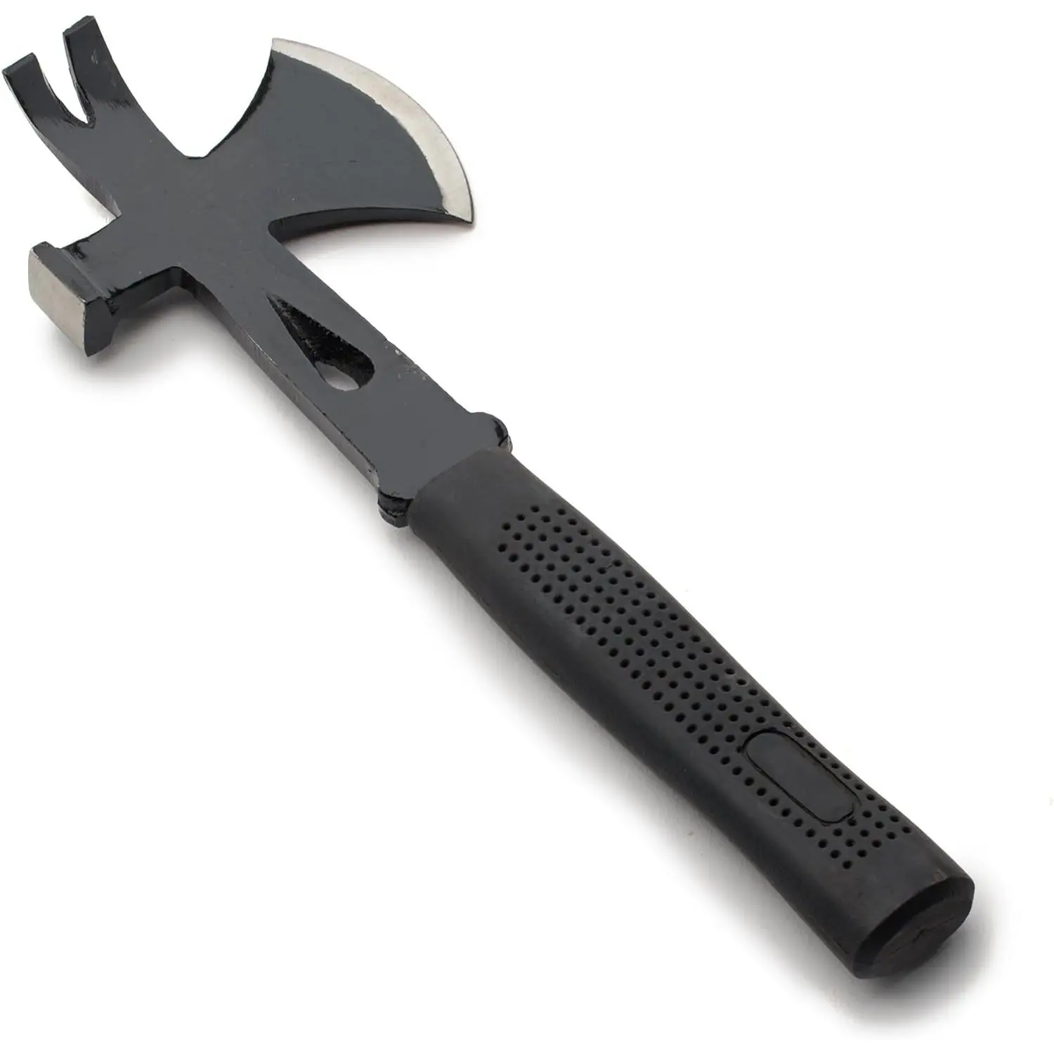 Indestructible 4-in-1 Metal Hatchet Multitool with Rubber Never Slip Grip, 13-inch Length, 3-1/4-inch Blade Width, Compact Size, Hammer, Nail Remover, Pry Bar